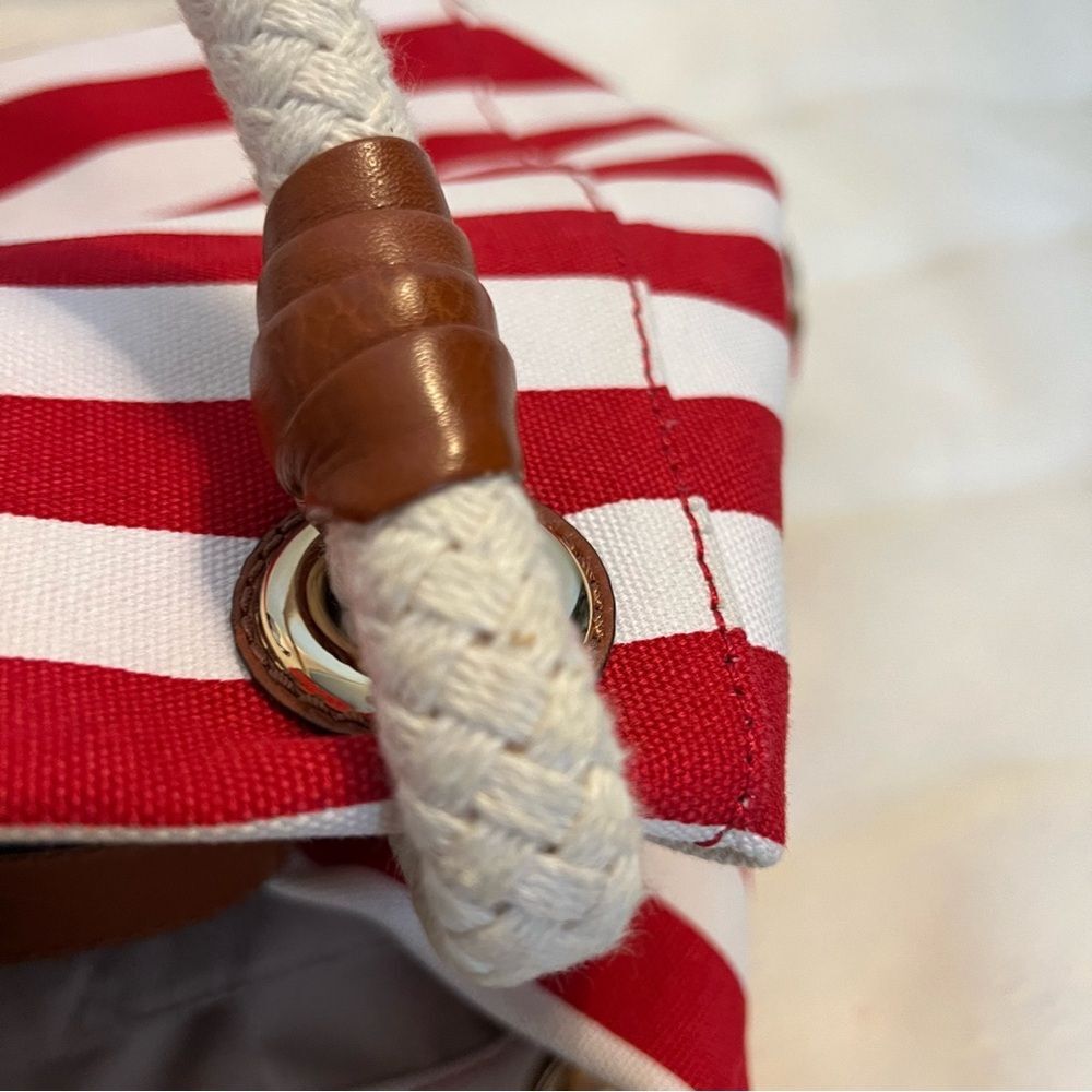 Michael Kors Nautical Hobo Bag Red & White w/Gold - Picture 12 of 16